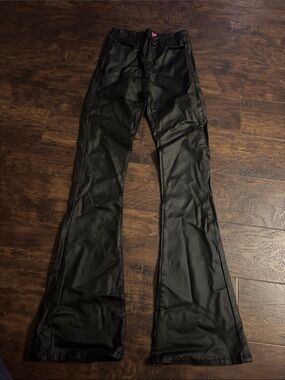 Edikted Black Faux Leather Boot Cut Pants